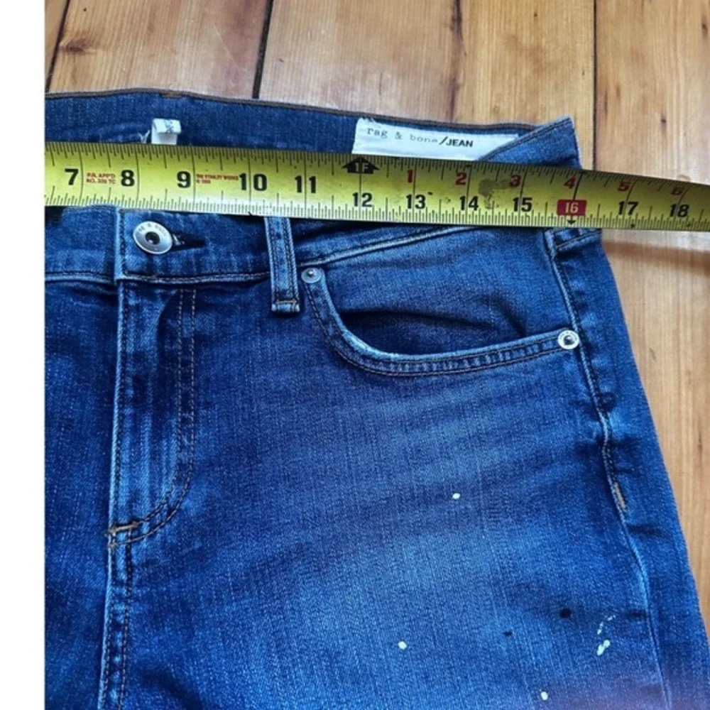 rag & bone Dre Slim Boyfriend Crop Jeans Paint Splatter Distressed Size 29